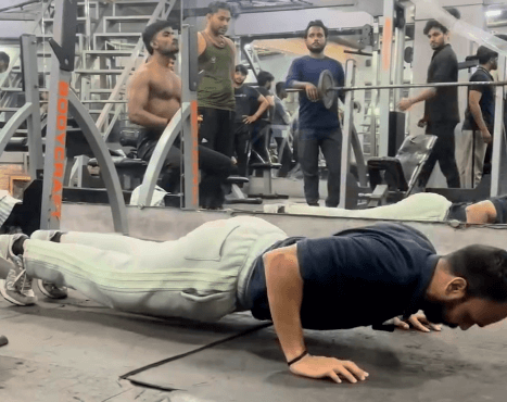 Strength training with Monu Sharma at Global Fitness Gym